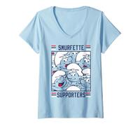 Donna I Puffi Film Puffetta Sostenitori College Sports Maglietta con Collo a V