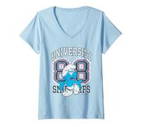 Donna I Puffi University College Sports Maglietta con Collo a V