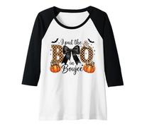 Donna I Put The Boo in Boujee Carino Halloween Fantasma Zucca Leopardo Maglia con Maniche Raglan