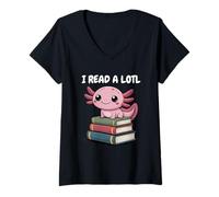 Donna I Read Alotl Axolotl Readsolotl Maglietta con Collo a V