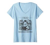 Donna I Read Banned Books Maglietta con Collo a V