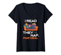 Donna I read they nap fair deal Maglietta con Collo a V
