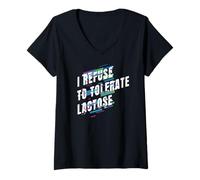 Donna I Refuse to Tolerate Lactose Ironic Maglietta con Collo a V