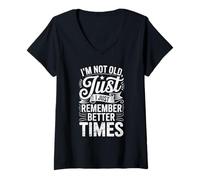 Donna I Remember Better Times Nostalgic Boomer Citazione Divertente Maglietta con Collo a V