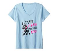 Donna I Saw You Poodle Cuffie Occhiali da Sole Maglietta con Collo a V