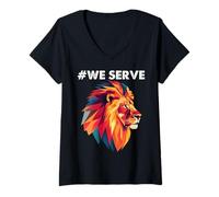Donna I soci del Lions Club serviamo Abiti per lavori di Servizio Maglietta con Collo a V