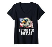 Donna I Stand for The Flag, American Eagle Sun Glasses Maglietta con Collo a V