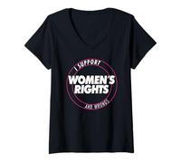 Donna I Support Women's Rights And Wrongs Bold Text Graphic Maglietta con Collo a V