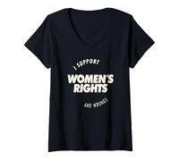Donna I Support Women's Rights And Wrongs Bold Text Graphic Maglietta con Collo a V