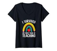 Donna I Survived My First Year of Teaching Elementary Teacher Maglietta con Collo a V