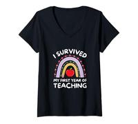 Donna I Survived My First Year of Teaching Maglietta con Collo a V