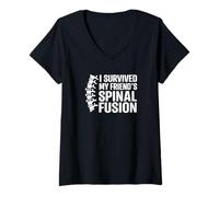 Donna I Survived My Friend's Spinal Fusion Supporto Divertente Maglietta con Collo a V