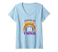 Donna I Survived The 60s Twice Sixties 70° 70° Compleanno Maglietta con Collo a V