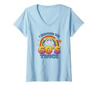 Donna I Survived The 60s Twice Sixties 70° 70° Compleanno Maglietta con Collo a V