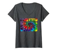 Donna I Survived The 60s Twice Tee 60s Sixties Regalo di Compleanno Maglietta con Collo a V