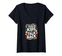 Donna I Teach Kids To Talk Back Coach di logopedia |---- Maglietta con Collo a V