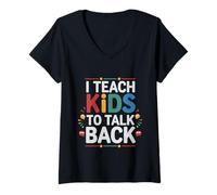 Donna I Teach Kids To Talk Back Coach di logopedia --- Maglietta con Collo a V