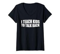 Donna I Teach Kids To Talk Back Coach logopedista ------- Maglietta con Collo a V
