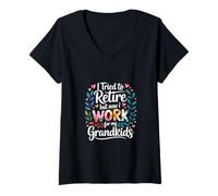 Donna I Tried To Retire But Now I Work for My Grandkids - Maglietta con Collo a V