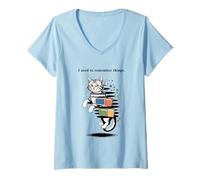 Donna I Used to Remember Things... Funny PC Inept Cat Retro Maglietta con Collo a V