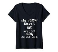 Donna I Vecchi Punk Non Muoiono Mai, Restiamo Semplicemente in Maglietta con Collo a V
