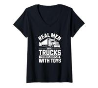 Donna I Veri Uomini guidano i Camion - Funny Trucker Maglietta con Collo a V