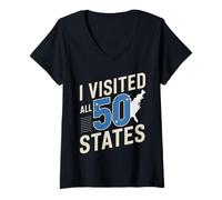 Donna I Visited all 50 States - Maglietta per viaggiatori Maglietta con Collo a V