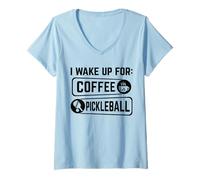 Donna I Wake Up for Coffee Pickleball Maglietta con Collo a V