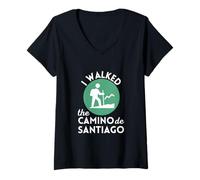 Donna I Walked The Camino de Santiago Gift Apparel Escursionismo Spagna Maglietta con Collo a V