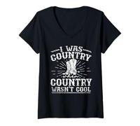Donna I Was Country When Country Wasn't Cool Music Maglietta con Collo a V
