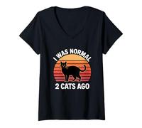 Donna I Was Normal 2 Cats Ago Maglietta con Collo a V