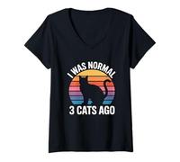 Donna I Was Normal 3 Cats Ago Maglietta con Collo a V