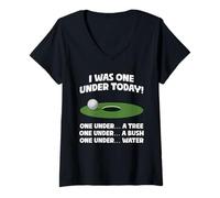 Donna I Was One Under Today! Divertente Golf Golfista Maglietta con Collo a V