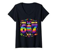 Donna I Was Six Now I'm Seven 6 7 Lama 67 Meme 7th Birthday Maglietta con Collo a V