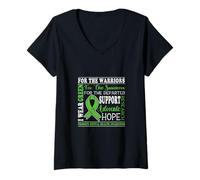 Donna I Wear Green For The Survivors Uplifting Positive Vibes Maglietta con Collo a V