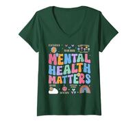 Donna I Wear Green per la consapevolezza della salute mentale da uomo, donna, bambino Maglietta con Collo a V