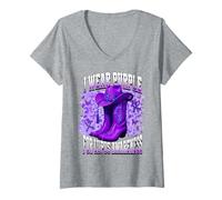 Donna I Wear Purple for Lupus Awareness Maglietta con Collo a V