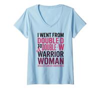 Donna I Went from Double D to Double W Warrior Woman Breast Cancer Maglietta con Collo a V