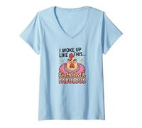 Donna I Woke Up Like This Pollo Piuma e Favoloso Maglietta con Collo a V