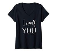 Donna I Wolf You Shirt,Cute Wolf Shirts with Saying,I Love Wolves Maglietta con Collo a V