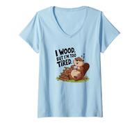 Donna I wood Ma sono troppo stanco Maglietta con Collo a V