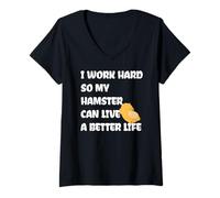 Donna I Work Hard So My Hamster Can Live A Better Life Maglietta con Collo a V
