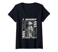 Donna I Work While Others Talk Samurai Silent Grind Samurai Citazione Maglietta con Collo a V