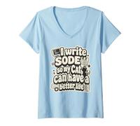 Donna I Write Code so My Cat Can Have a Better Life Funny Geek Maglietta con Collo a V