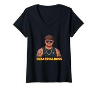 Donna Ibiza Final Boss Funny Meme Club Star Spain UK Maglietta con Collo a V