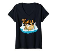 Donna Ice Age Just Chill Natale Maglietta con Collo a V