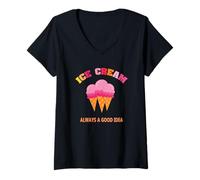 Donna Ice Cream Cone Maker Party Summer Gift Maglietta con Collo a V