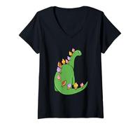 Donna Ice Cream Dinosaur Brontosaurus Delicious Snack Candy Dino Maglietta con Collo a V