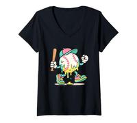 Donna Ice Cream Drip Baseball Spots Baseball Lover Men Women Maglietta con Collo a V