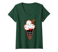 Donna Ice Cream Skull Spoopy Yami Kawaii Halloween Design, Spooky Maglietta con Collo a V